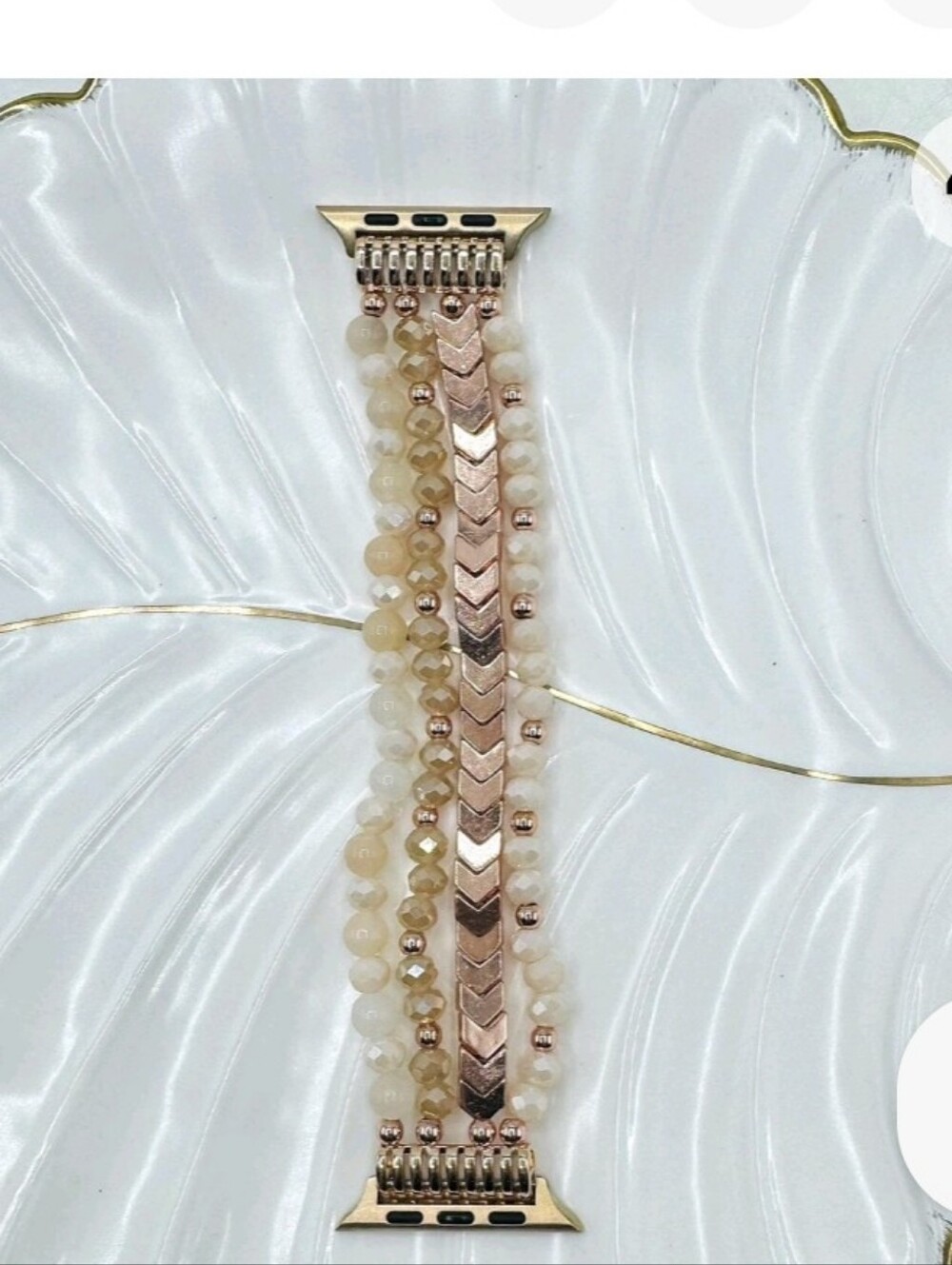 Multi-Strand Iridescent Bead and Rose Gold Bracelet Band For Your Iwatch